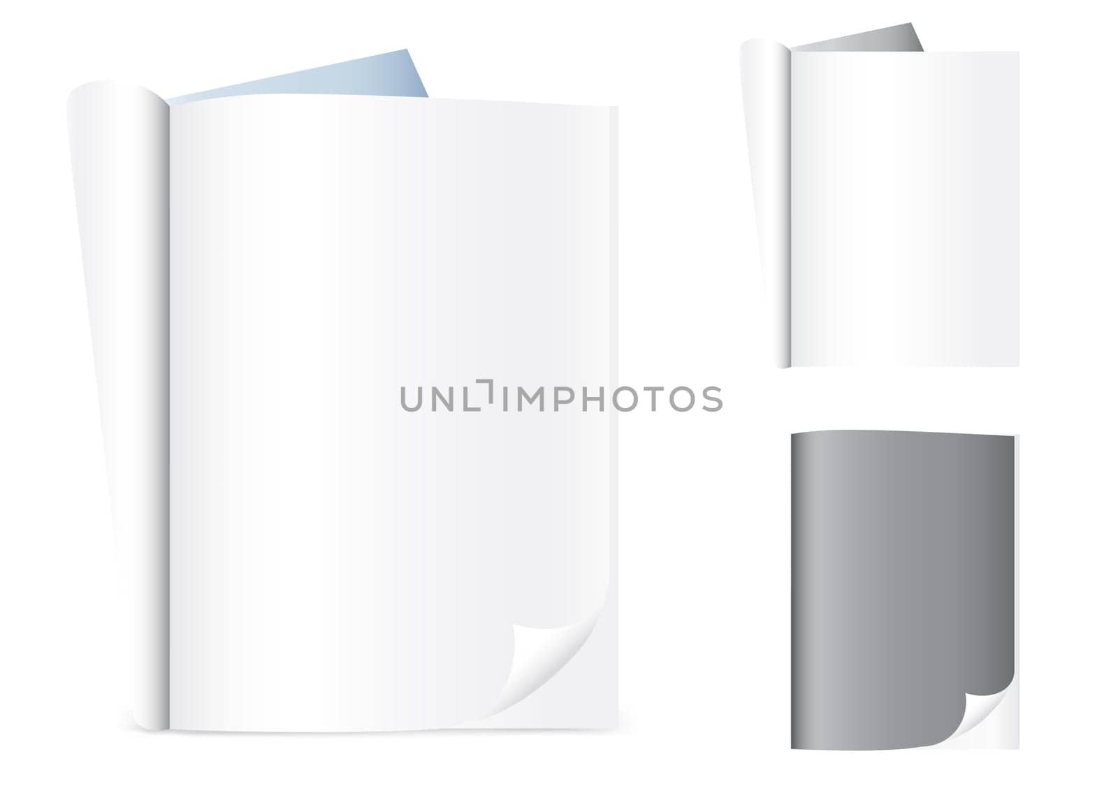 Empty magazines isolated on the white background