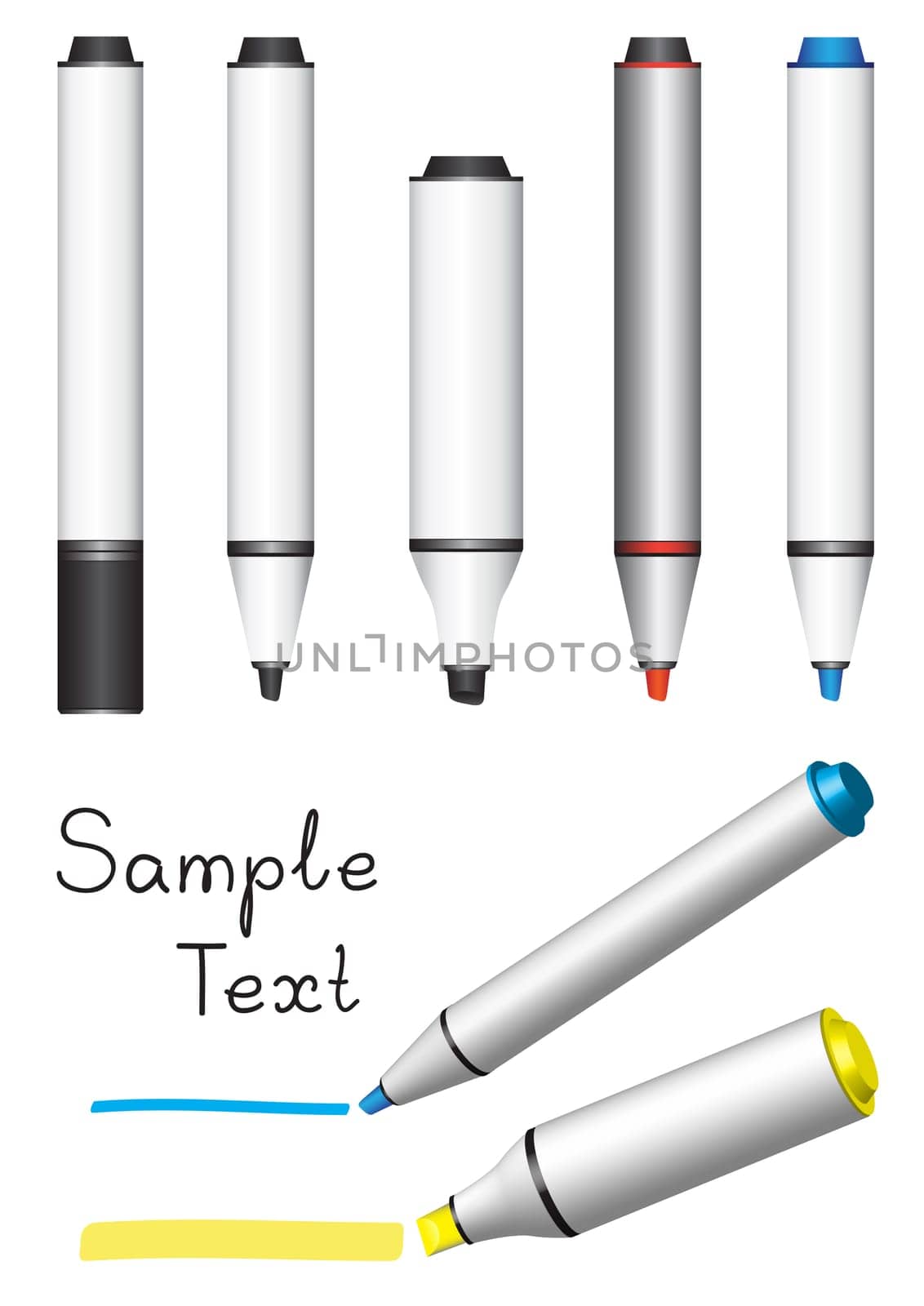 Different board markers isolated on white background