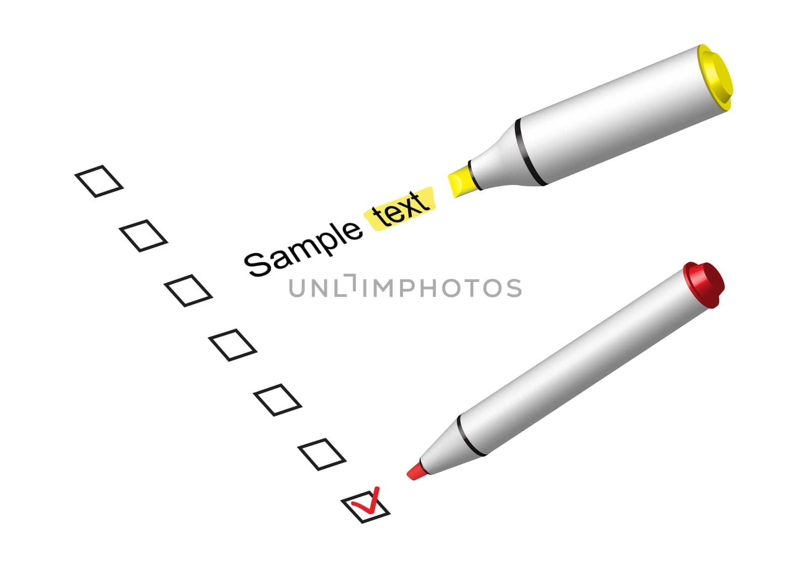 Choose your decisions in check box by a marker, to mark a text