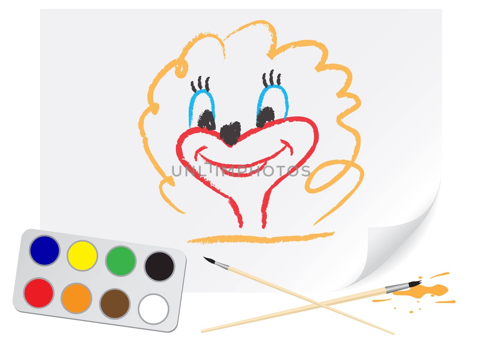 Nursery drawing girl on a paper