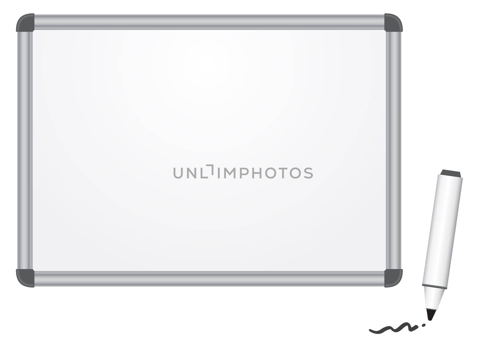 The magnetic white marker board isolated on the white background