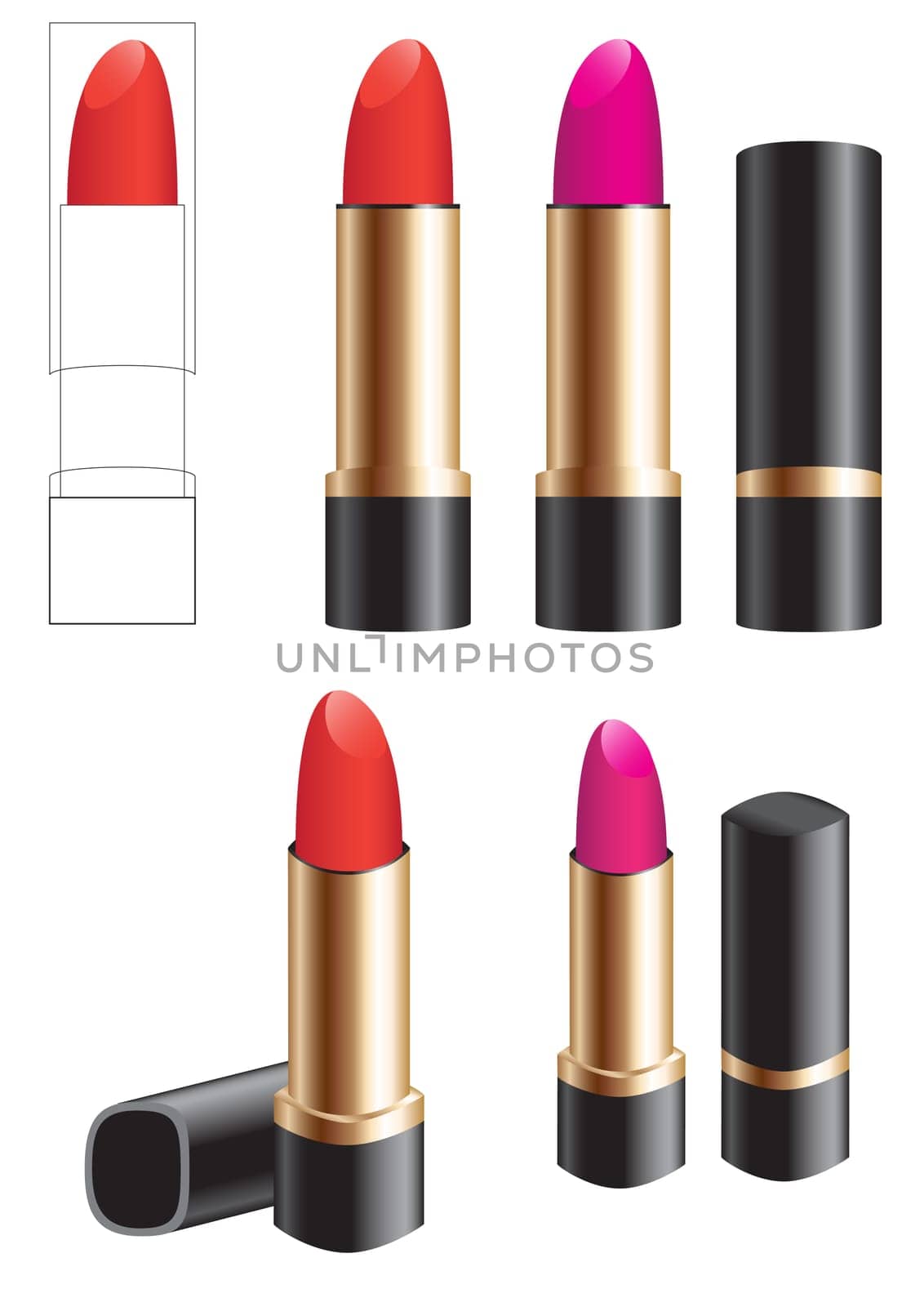 Female lipstick isolated on a white background