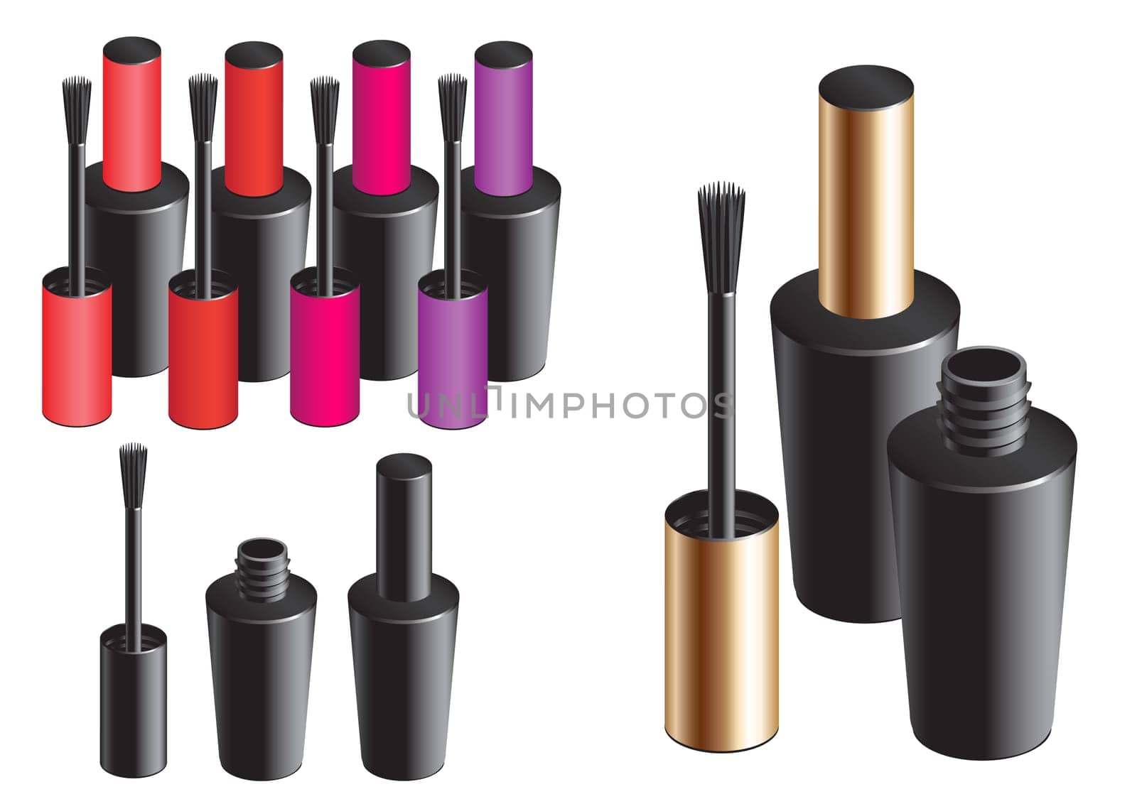 Vector nails enamel isolated on the white background