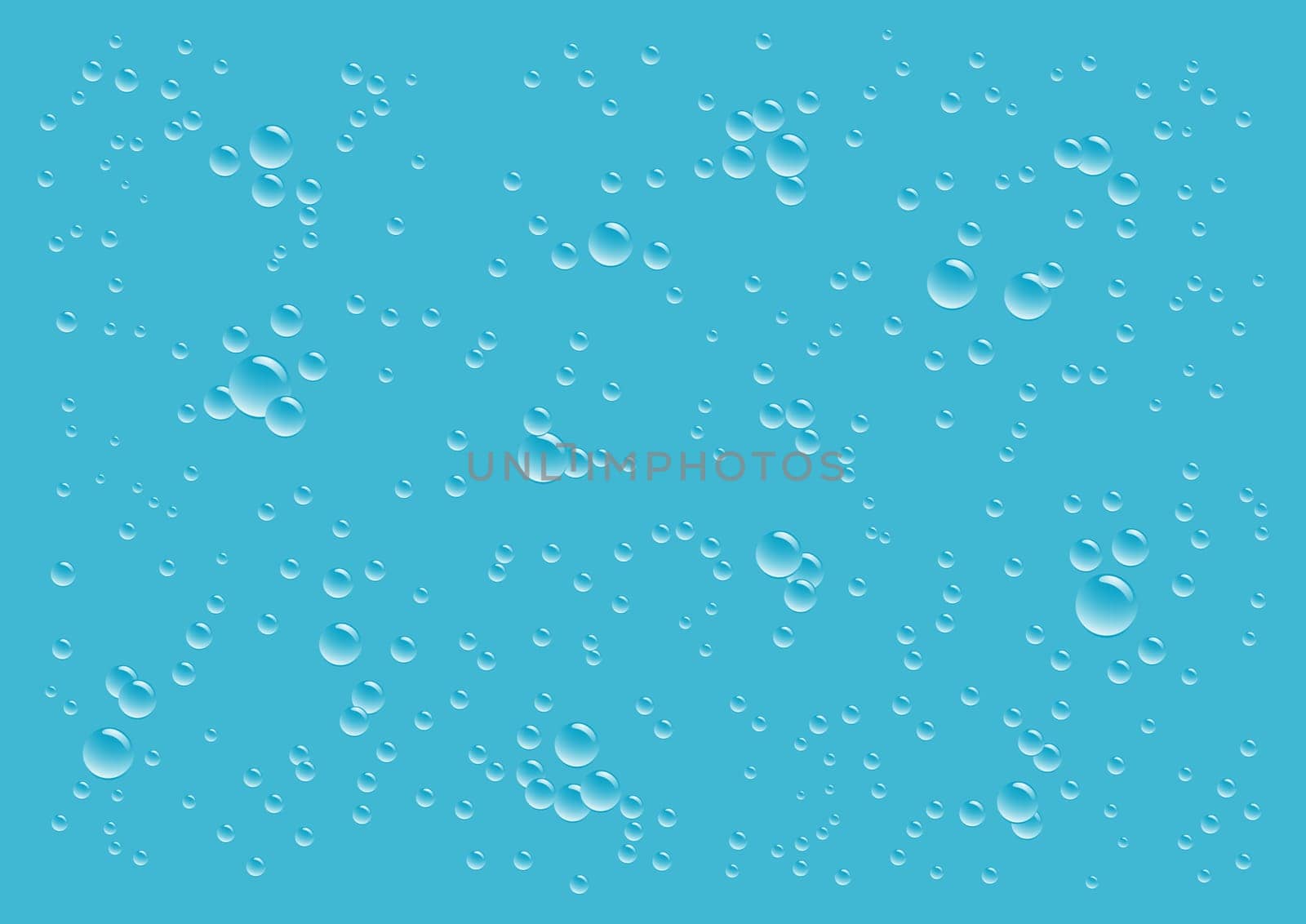 Falling water drops on the blue background