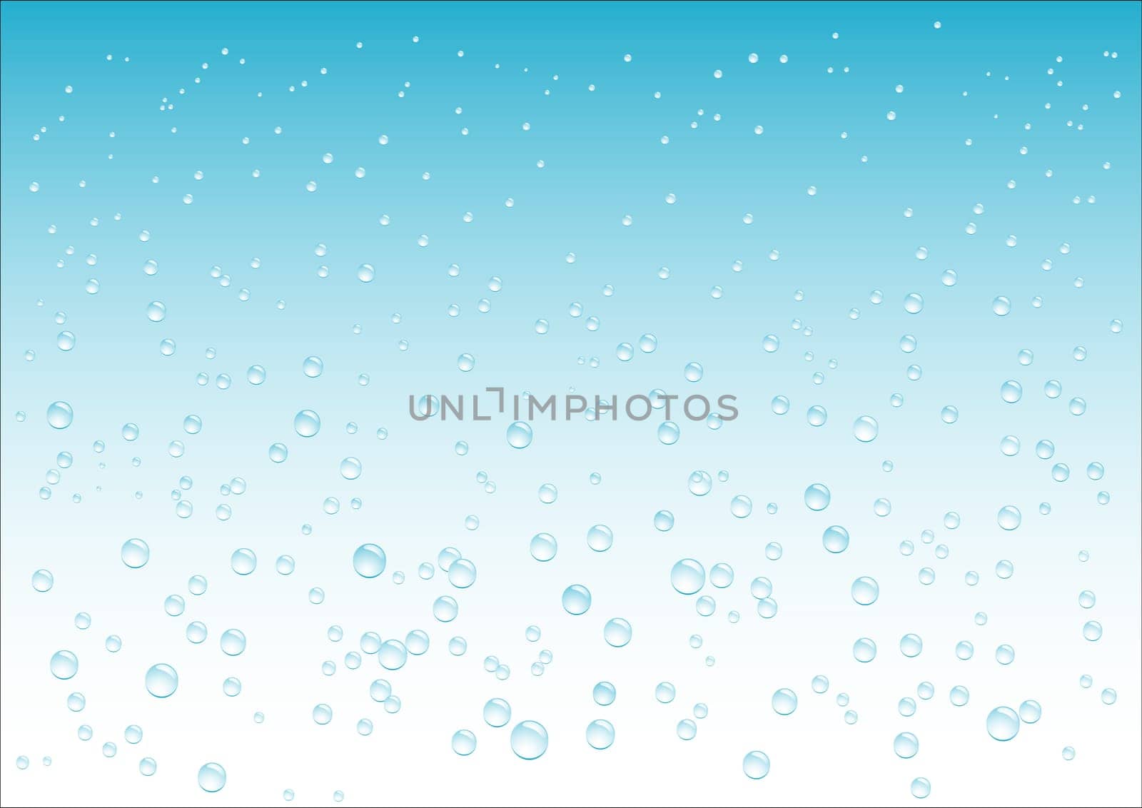Falling water drops on the blue background