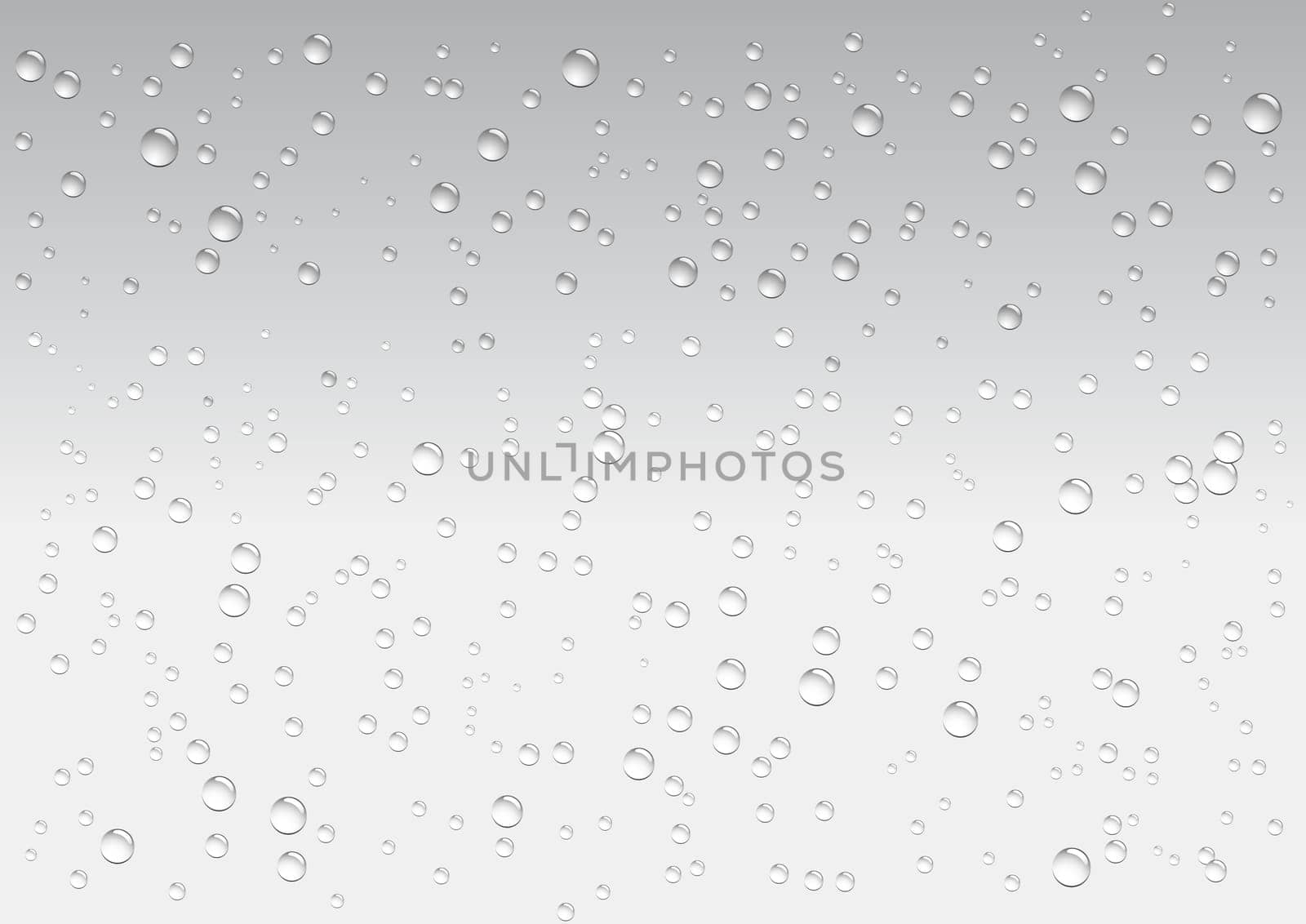 Falling water drops on the gray and white background