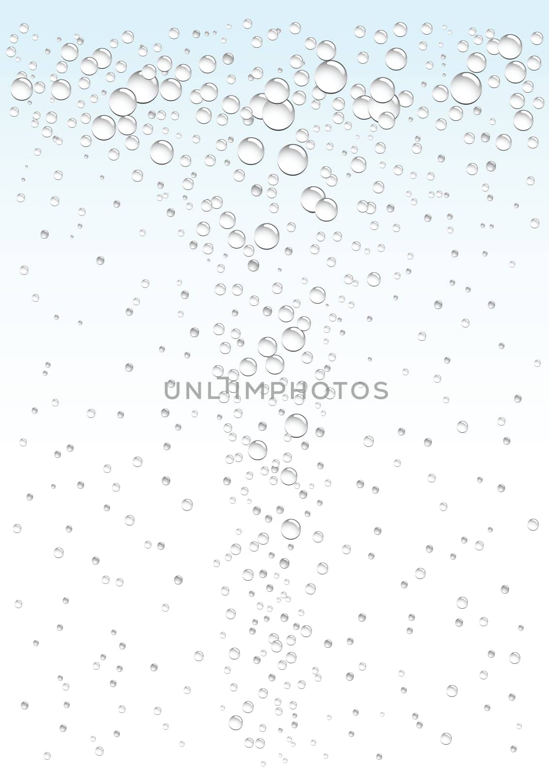 Water drops on white and blue background