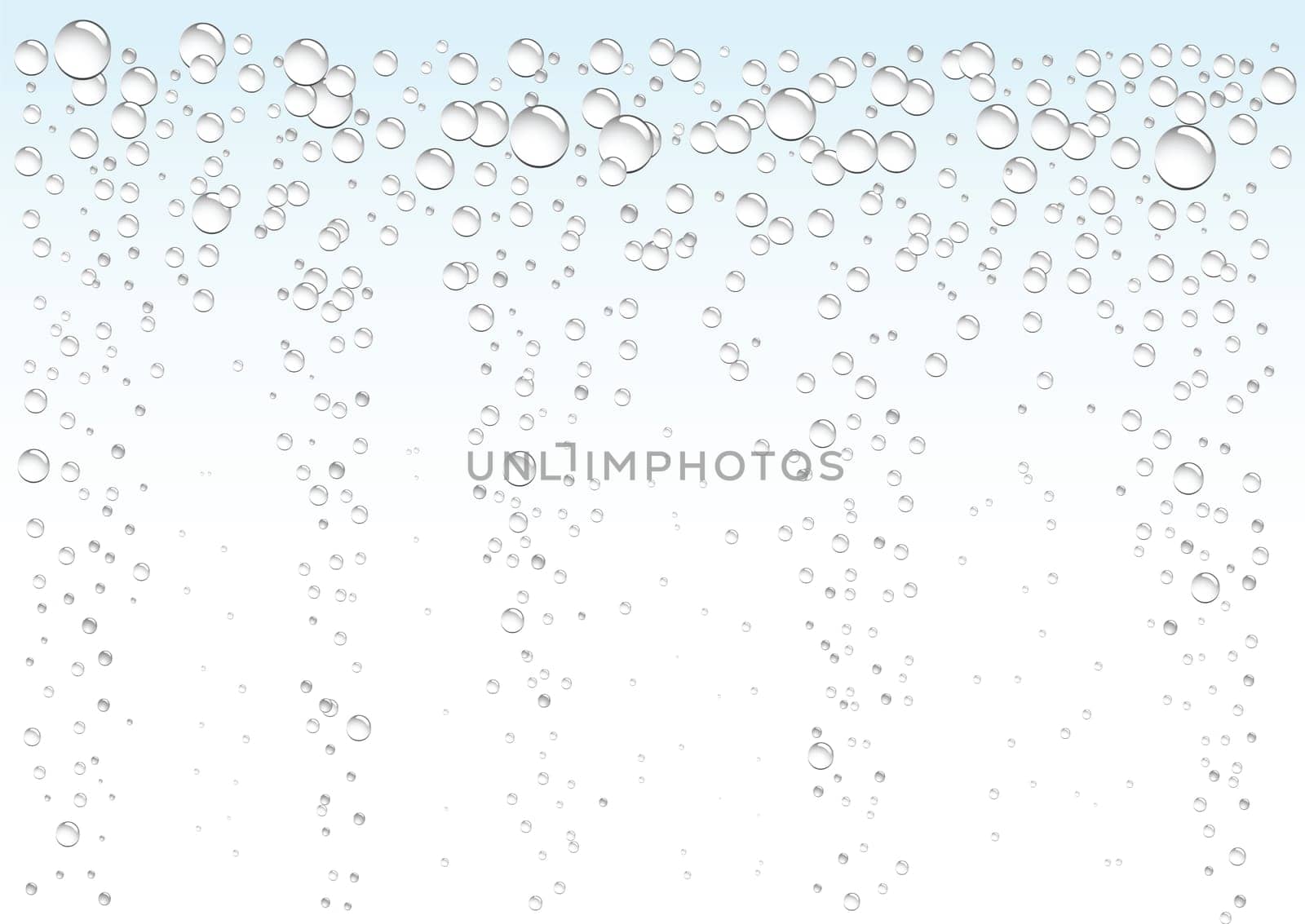 Water drops on white and blue background