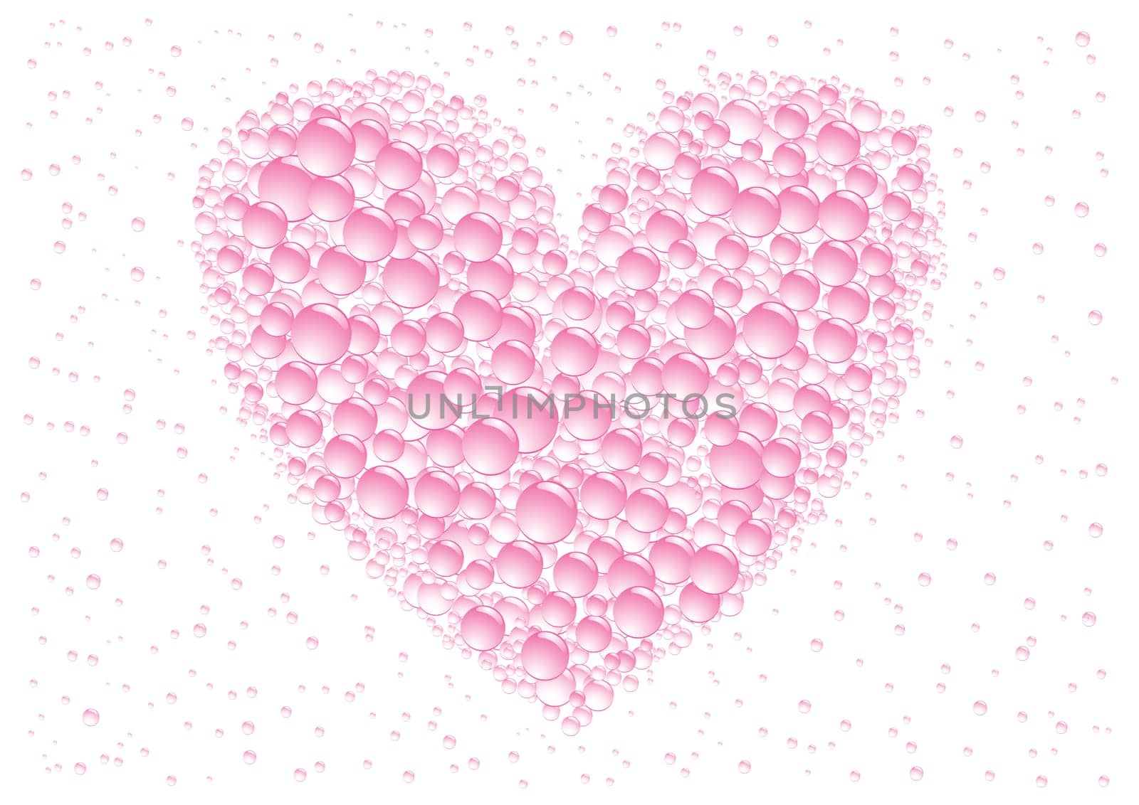 Pink love drops heart on the white background