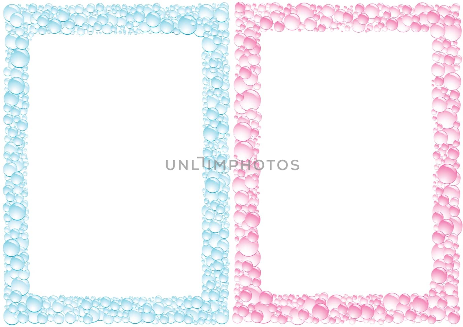 Pink and blue drops square framework on the white background