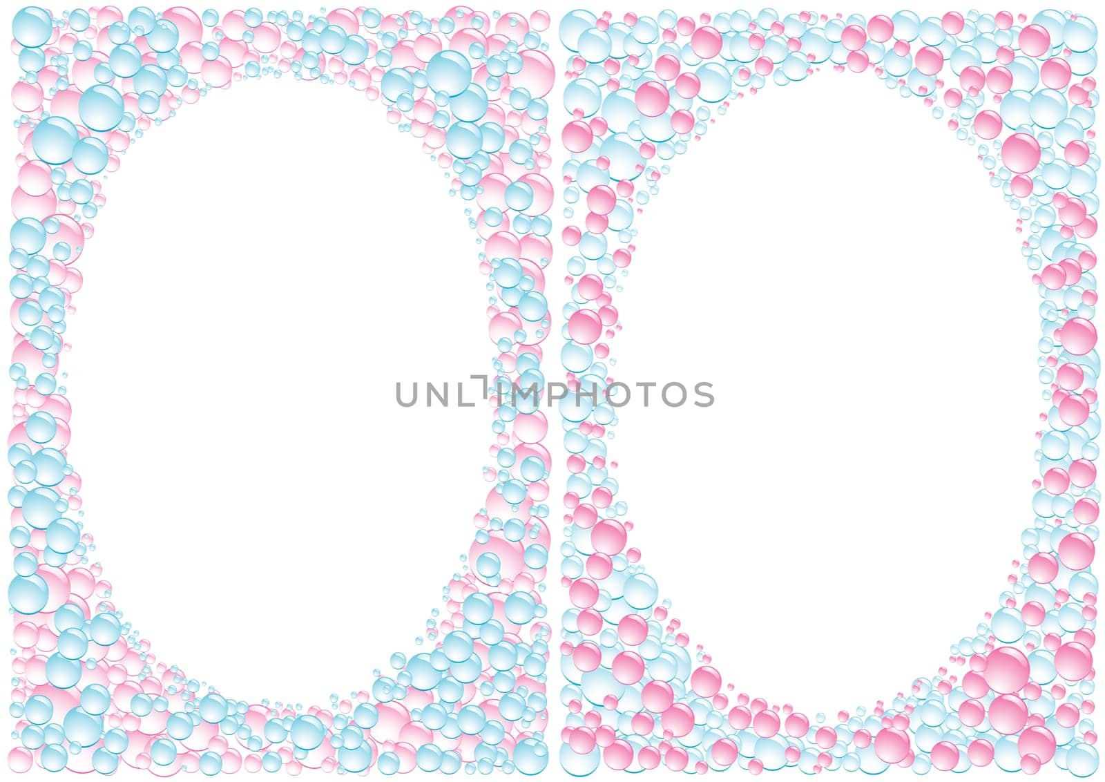 Pink and blue drops framework on white background