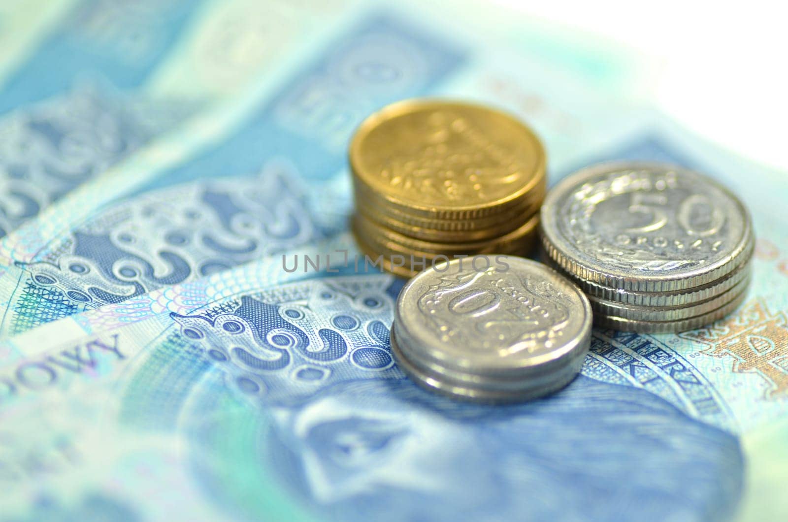 zloty banknotes and coins from poland