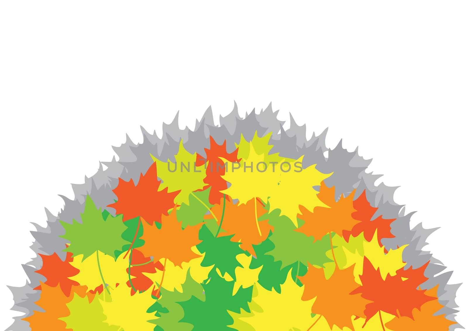 Heap from maple leaves on the white background
