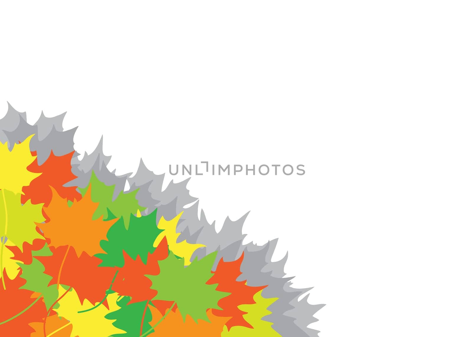 Heap from autumn maple leaves in a corner on the white background
