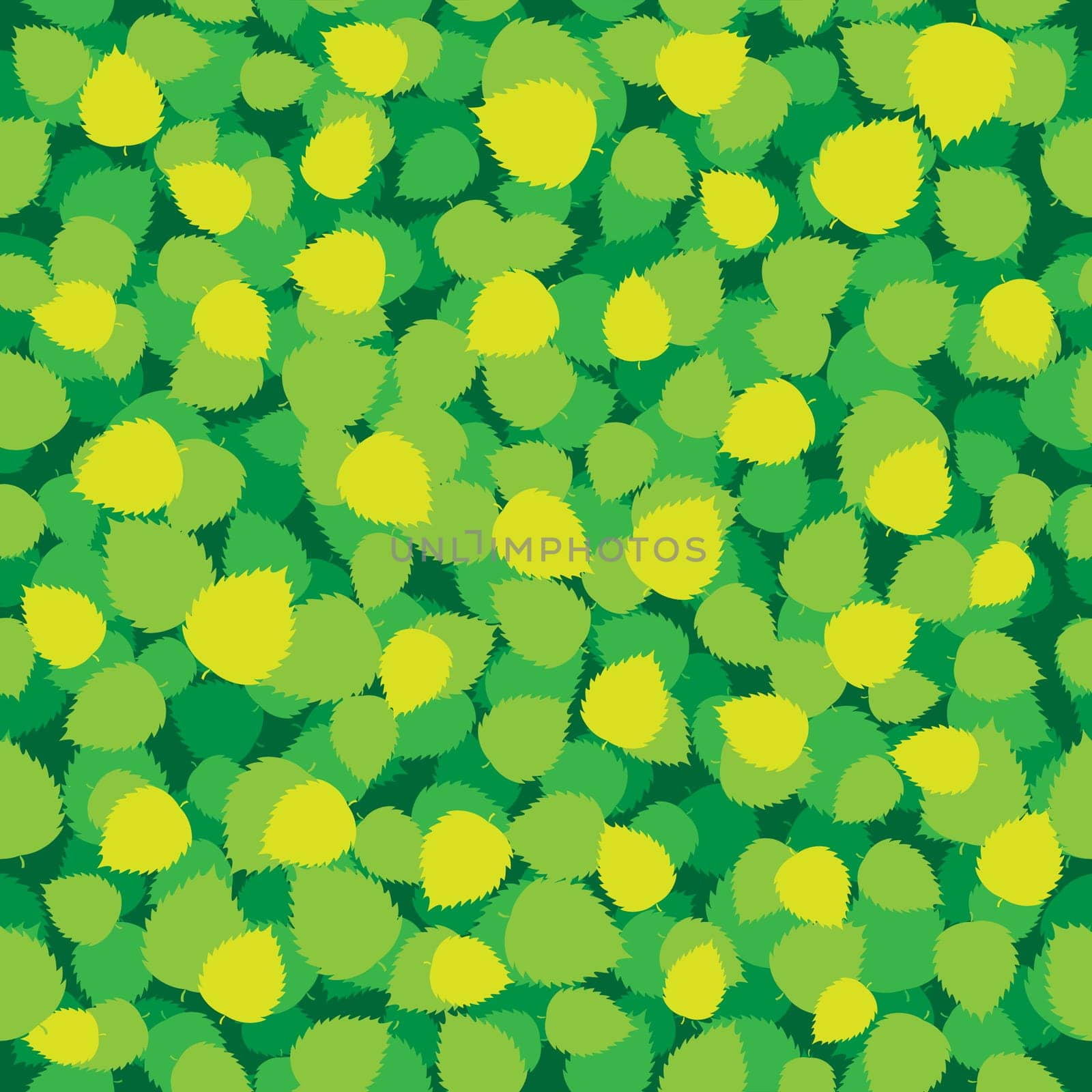 Beautiful autumn green and yellow leaves