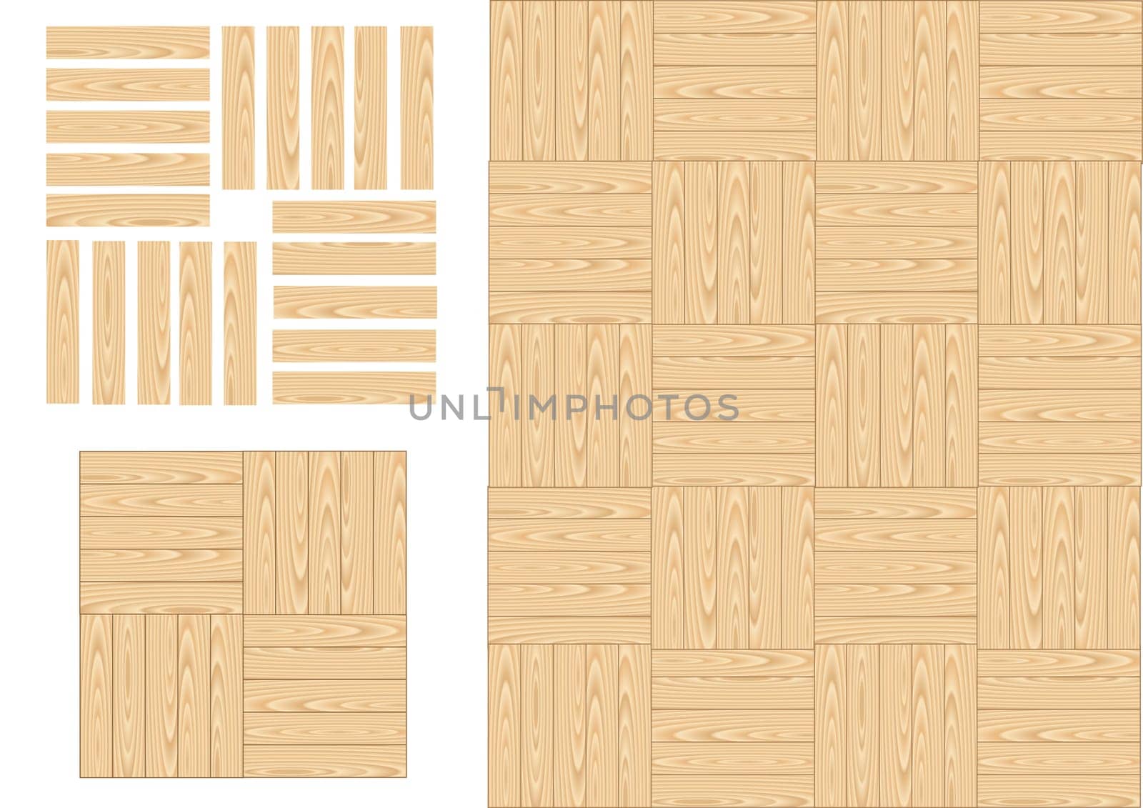 Wood parquet plank for the floor on the white background
