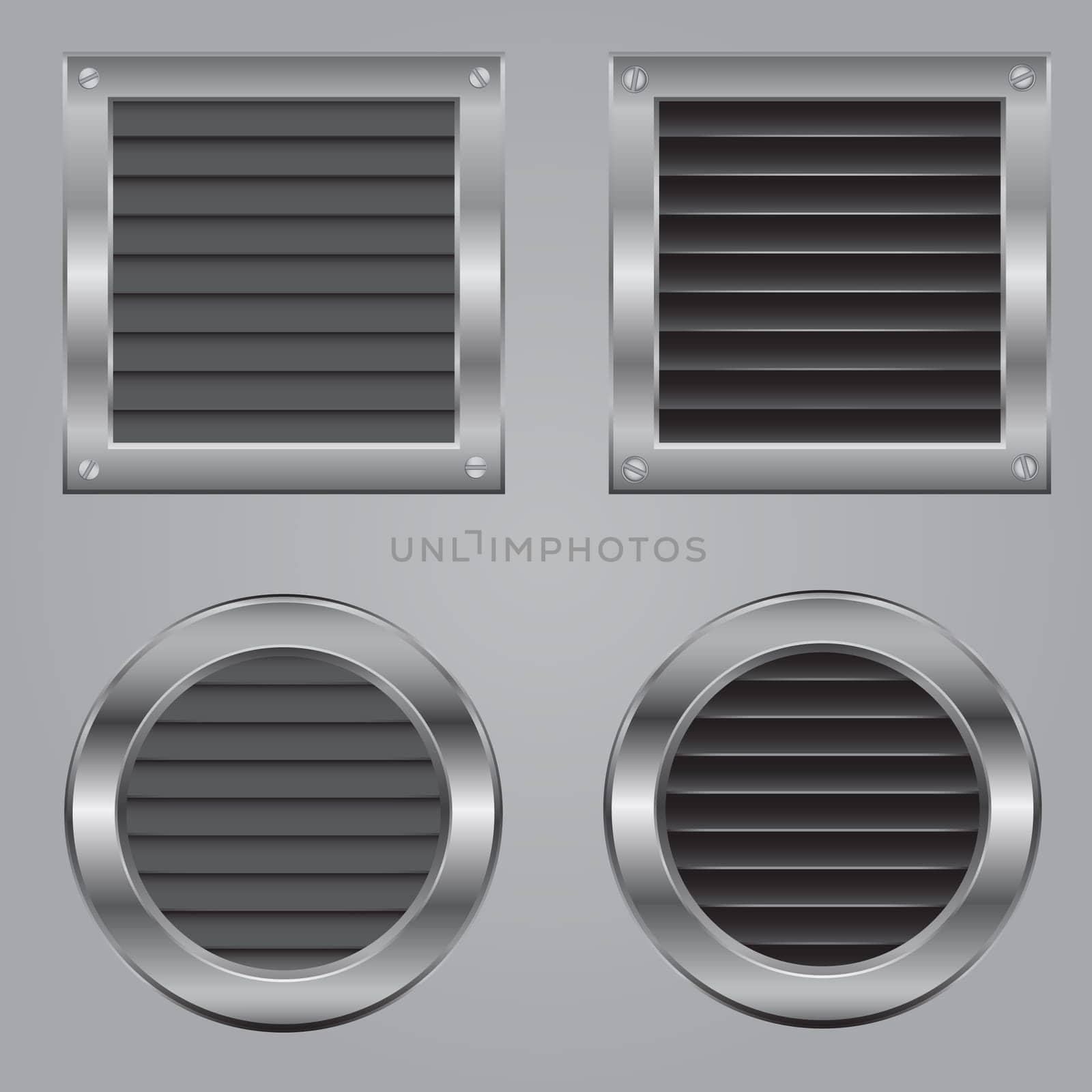 Metal cooling squares and circles fastened by bolts