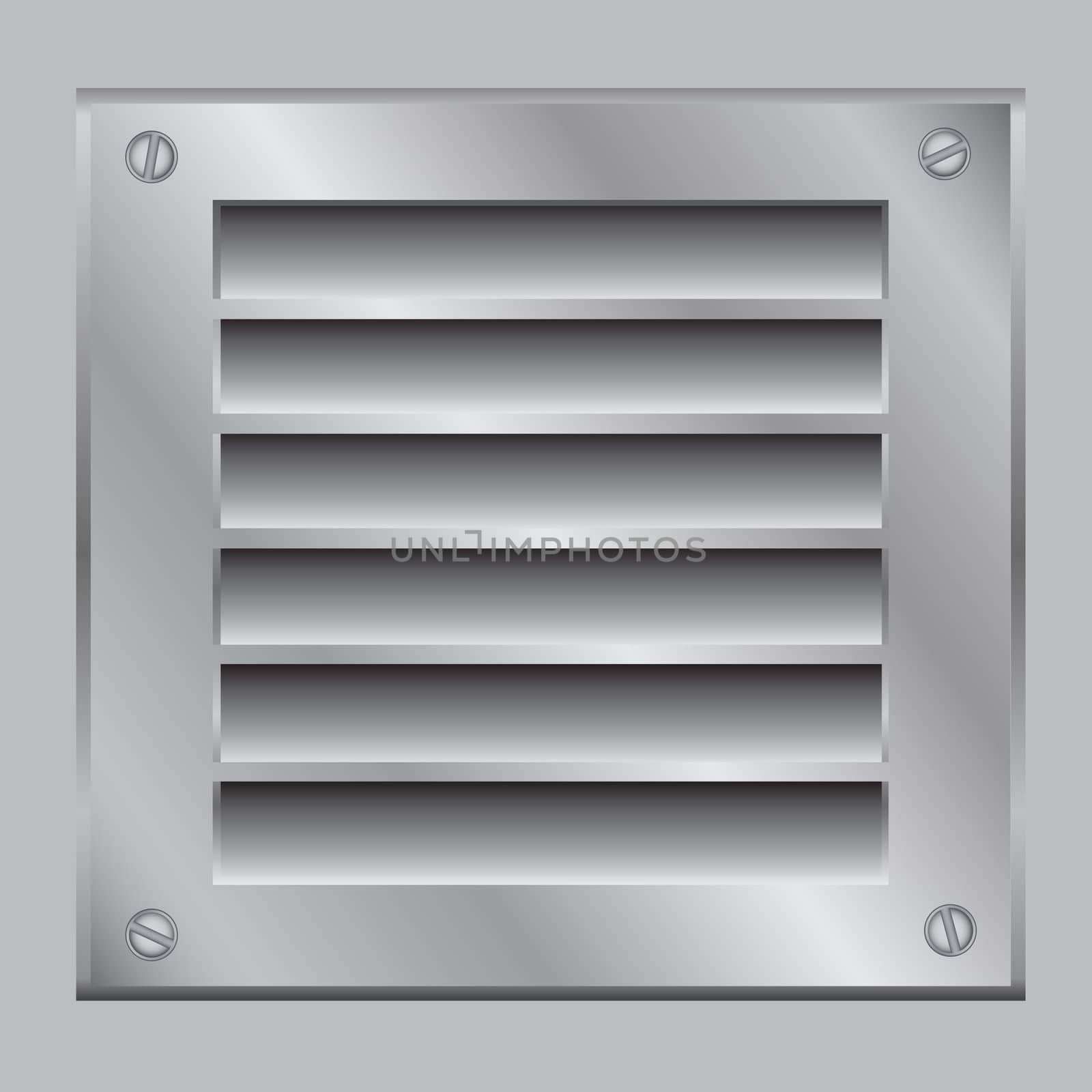 The ventilation lattice fastened by bolt on the gray background