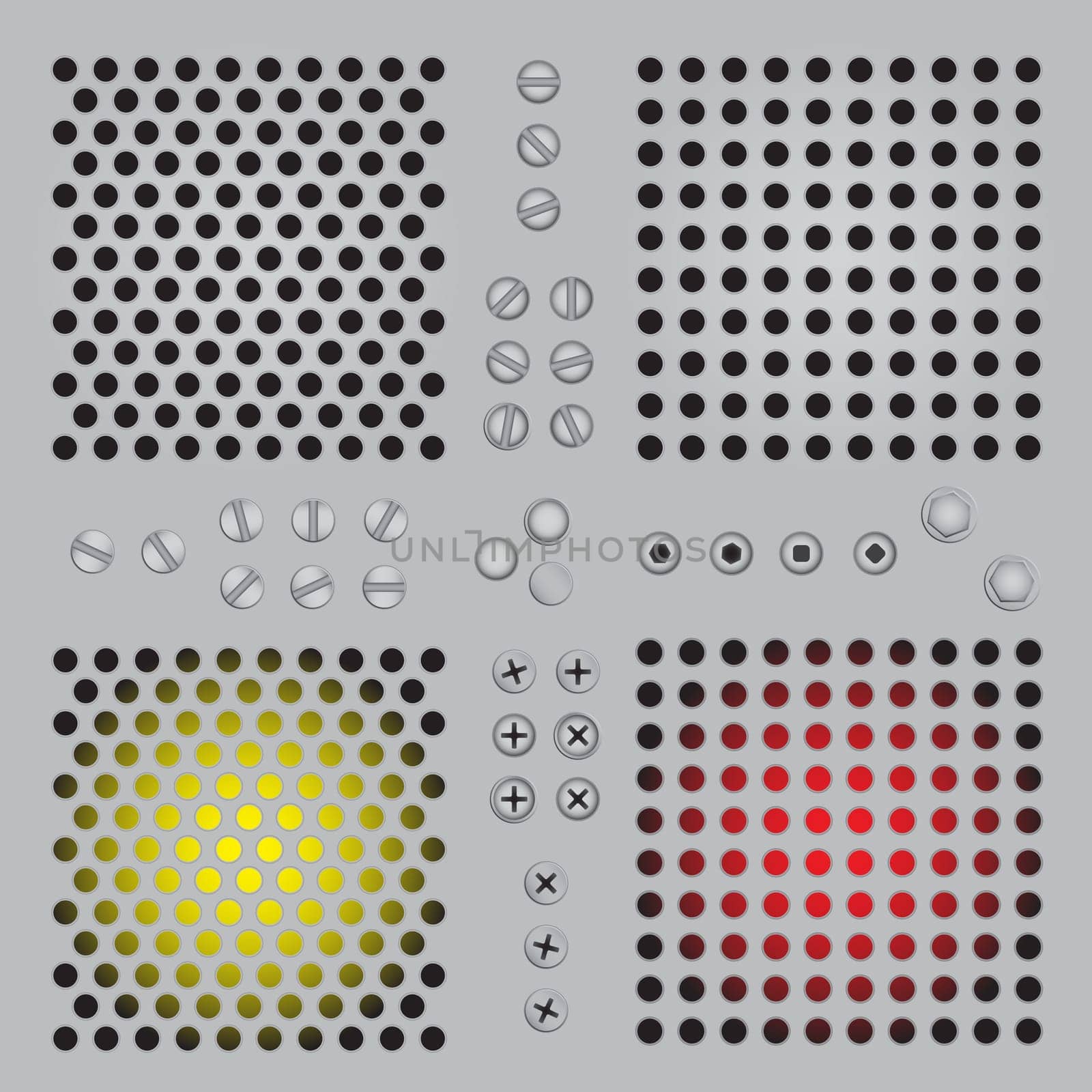 Metal protective lattice, bolts, screws.