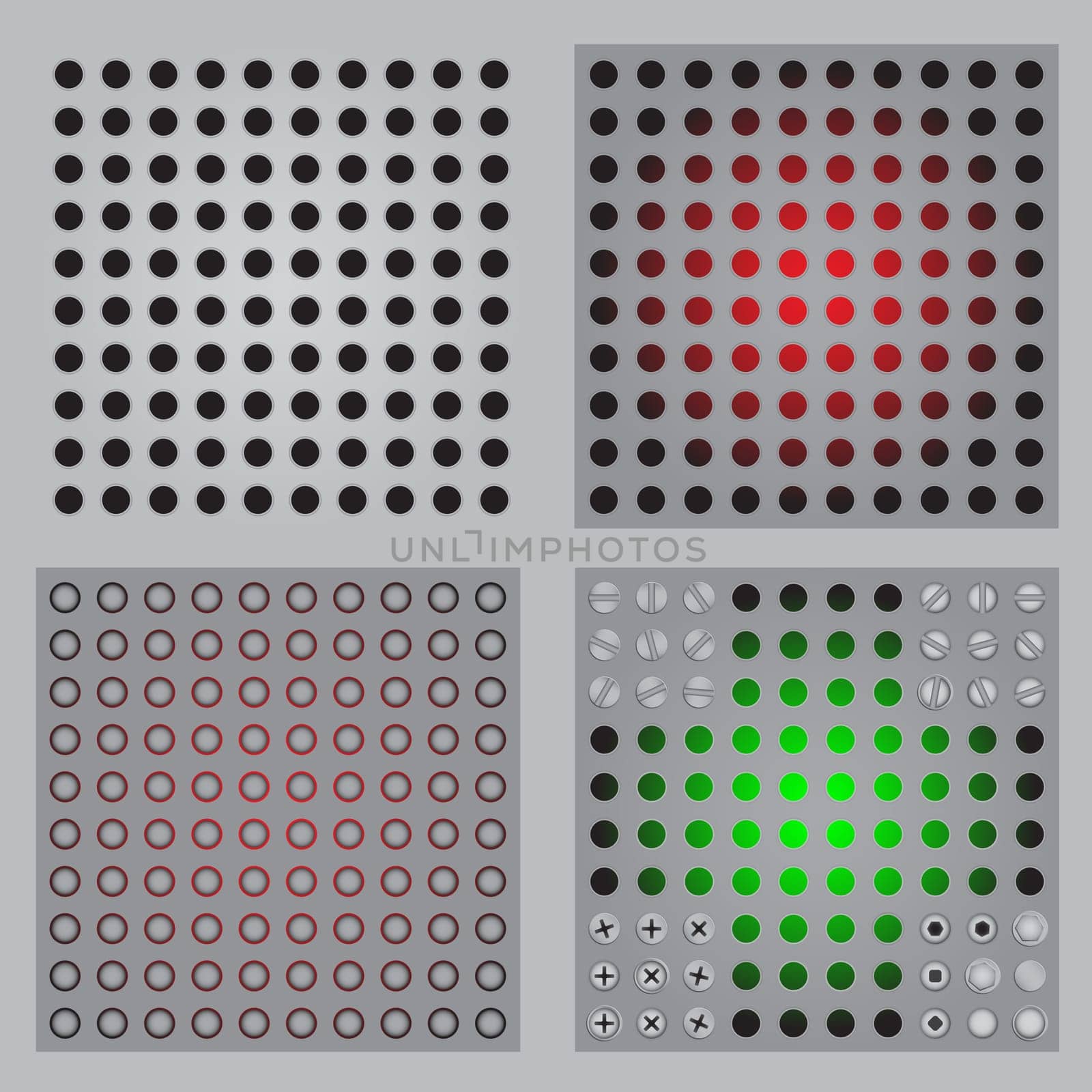 Metal protective lattice, bolts, screws.
