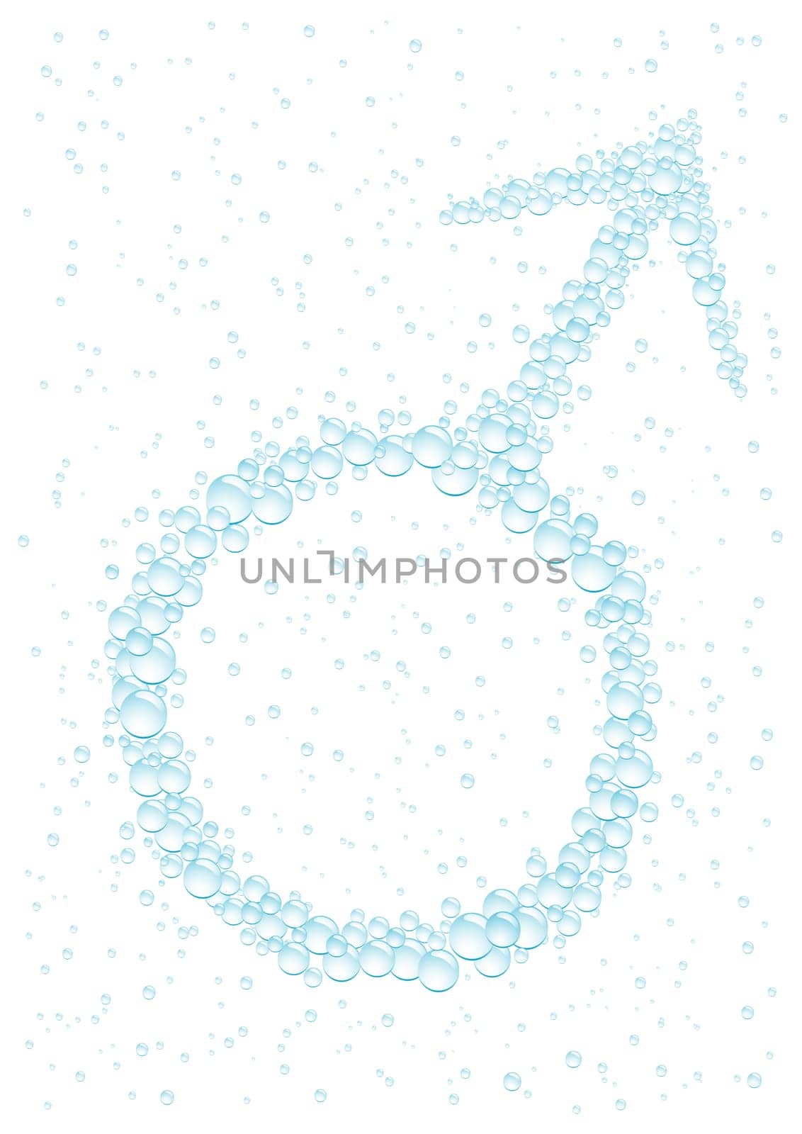 Man's symbol on the white drops background