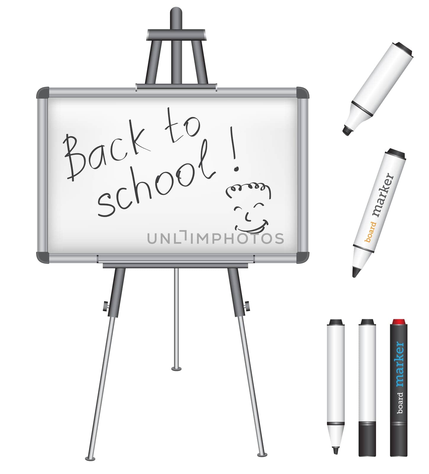 the text back to school on a magnetic marker board