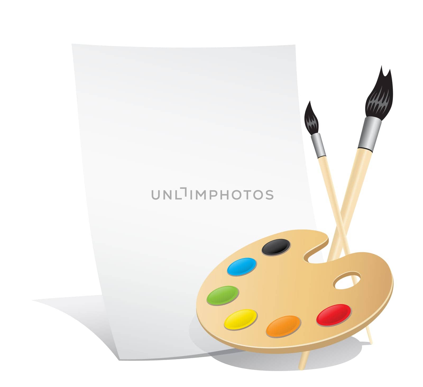 The set of the artist vertical paper palette brushes