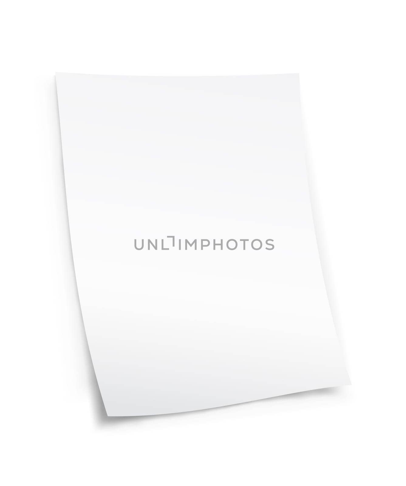 Sheet of white paper isolated on the white background