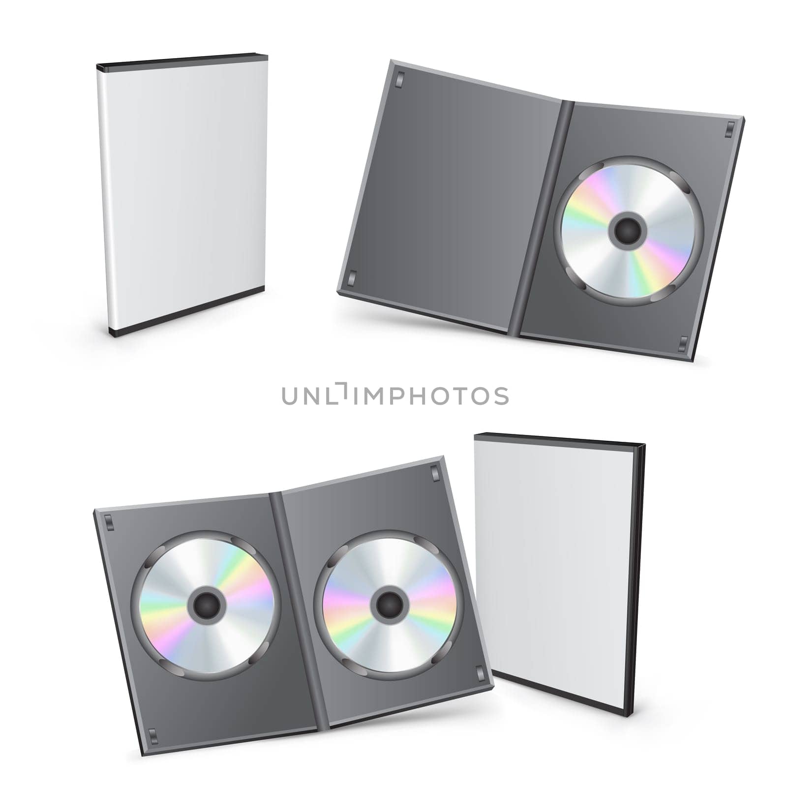3d vector mesh disc boxes isolated on the white background