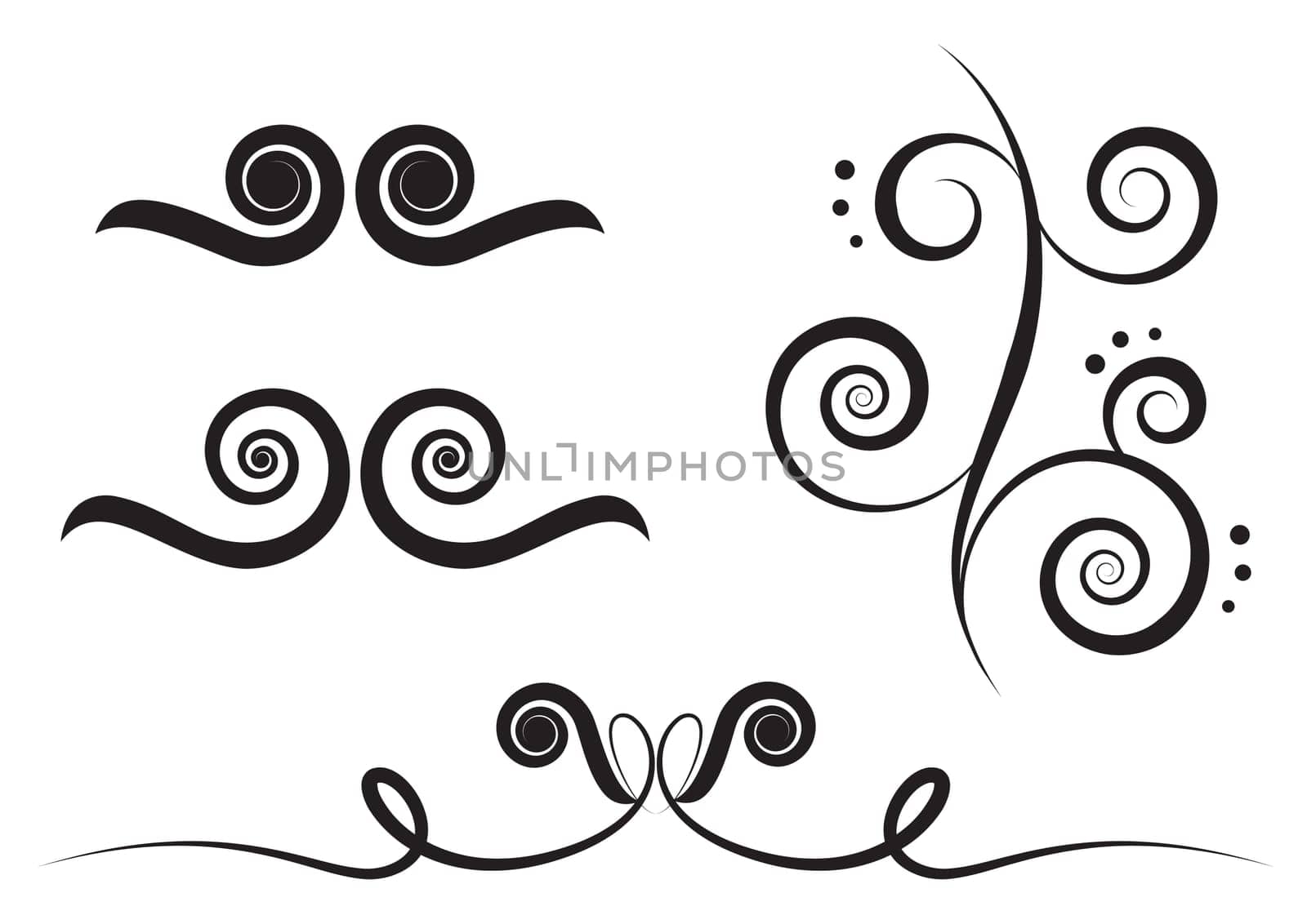 Swirl art elements for design and decorate isolated on the white background