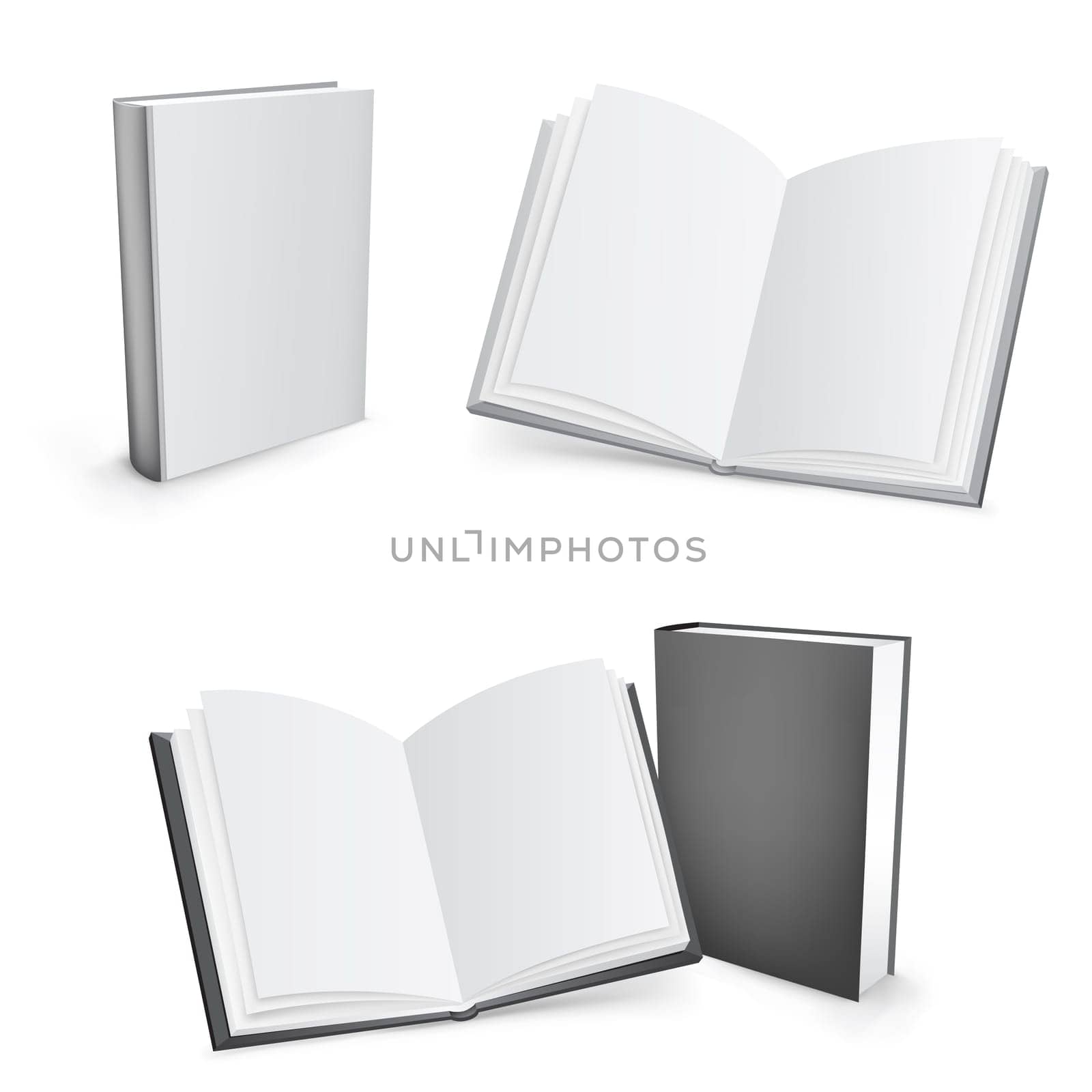 3d vector white and black mesh books isolated on the white background