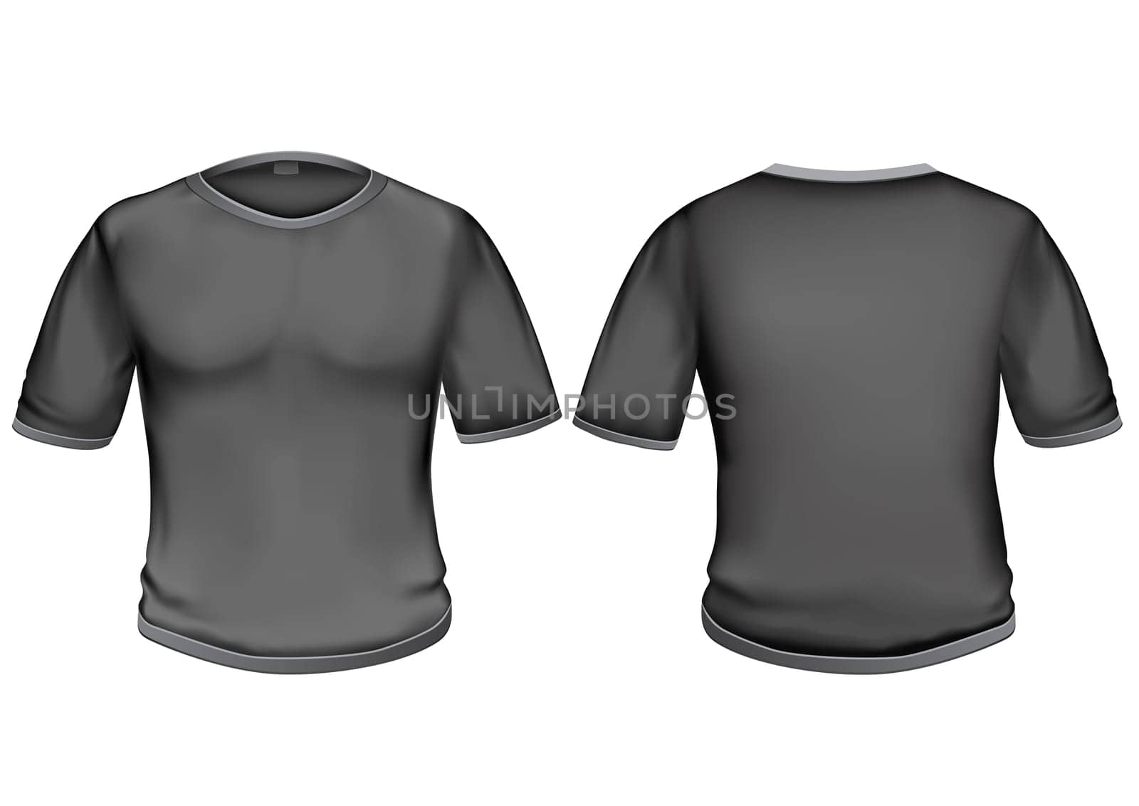 The black t-shirt isolated on the white background, for your creativity