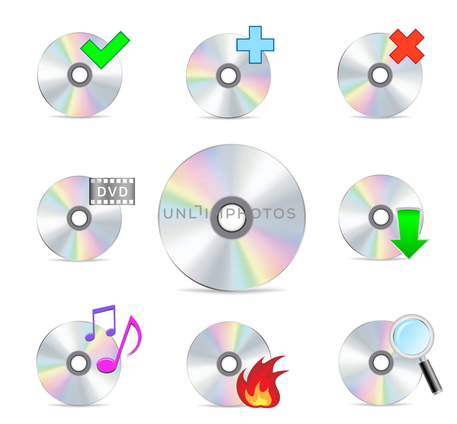 cd dvd mesh disc icon set isolated on the white background