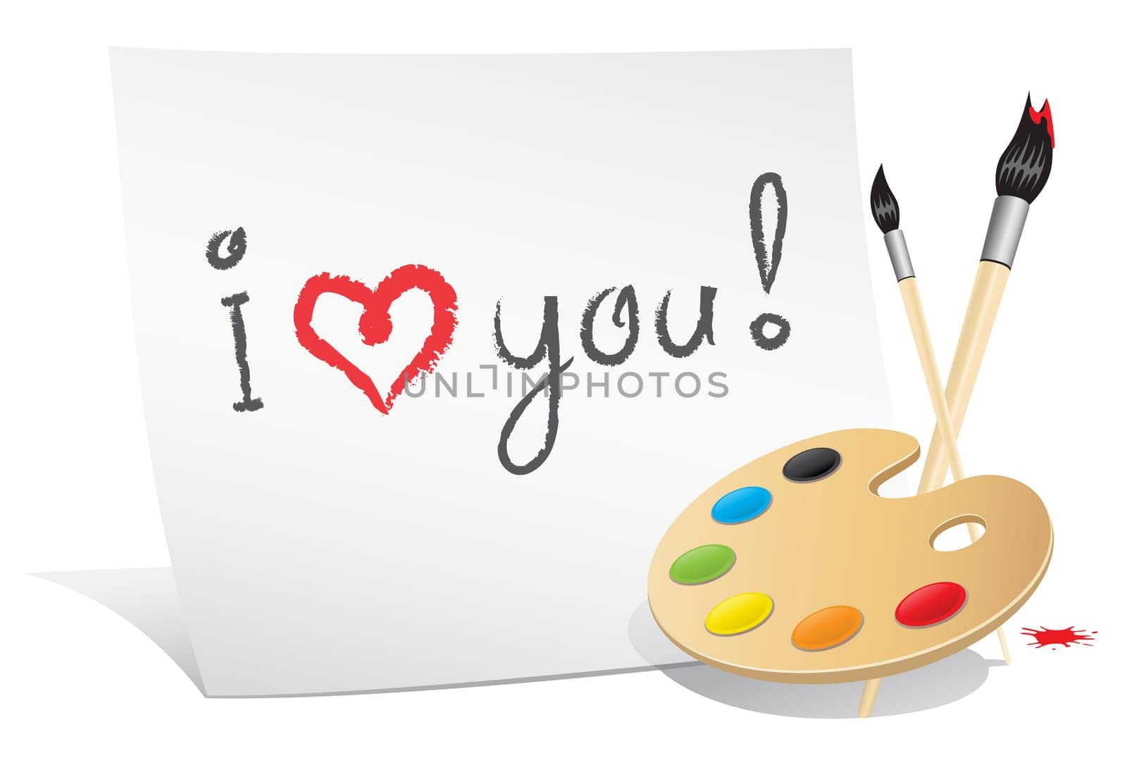 message i love you on the white paper by artist