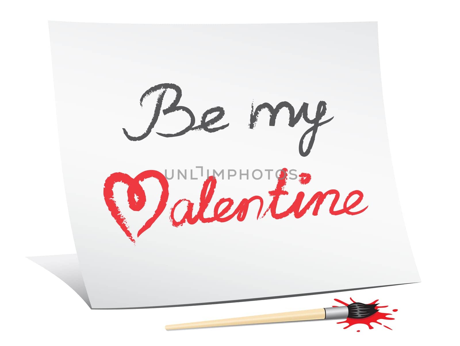 be my valentine, the text message on the white paper