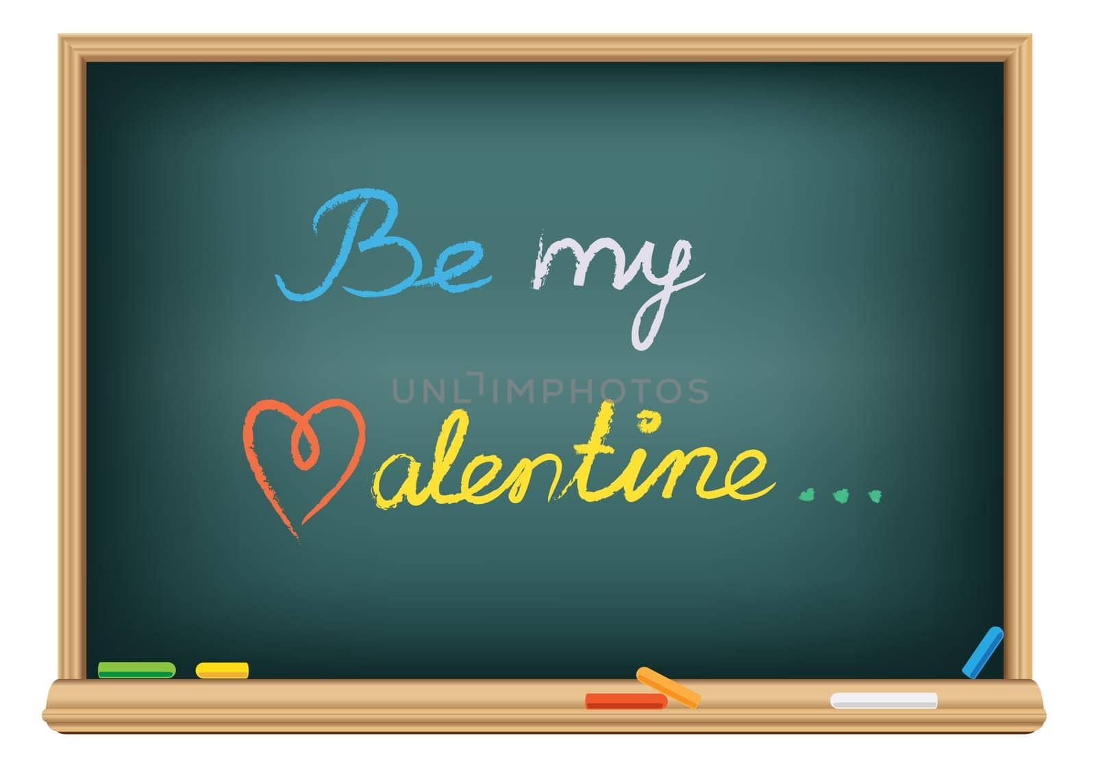 the message be my valentine on the school blackboard