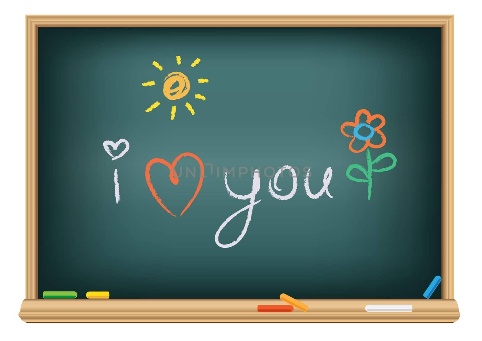 the message i love you on the school blackboard