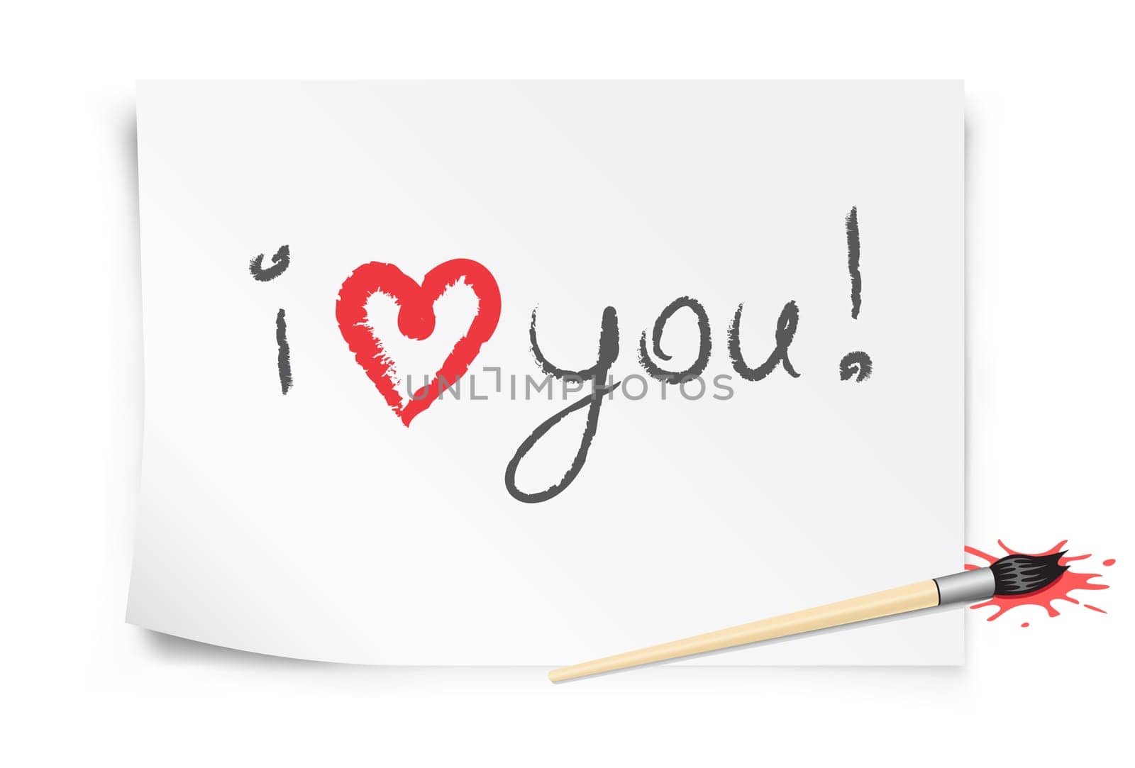valentine card, the message i love you on the white paper