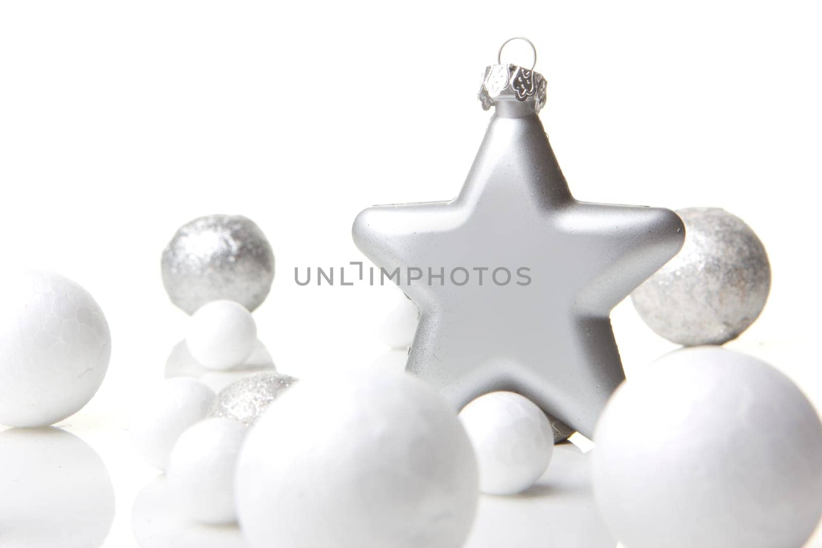 Christmas,decoration Christmas bauble silver and white with star