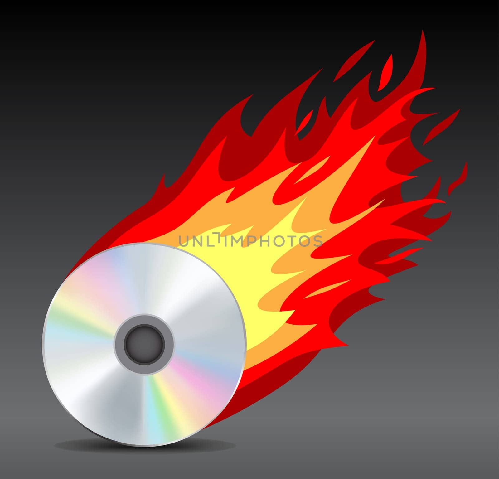 Fiery mesh disk on the dark background