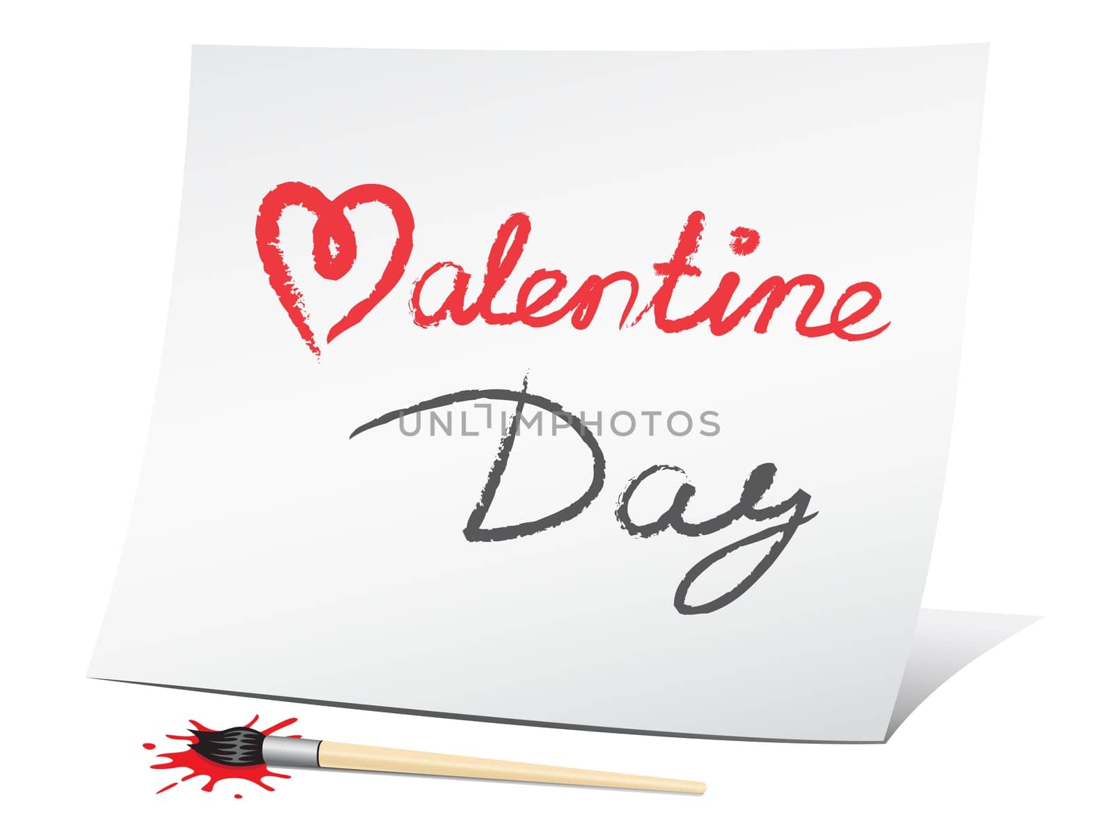 valentine day, the text message on the white paper