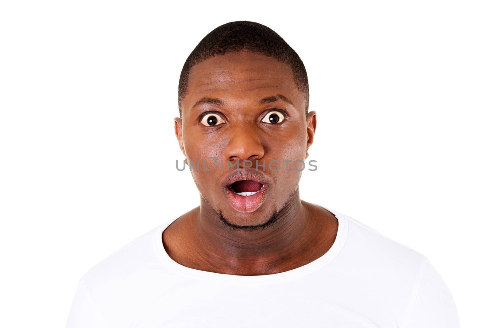 handsome male's face showing surprise / shock.