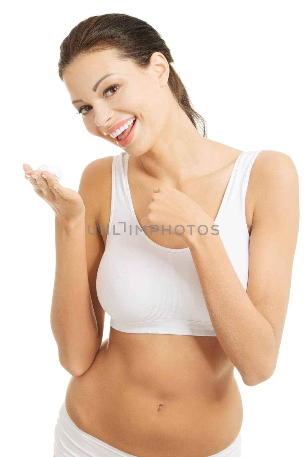 sexy attractive woman in underwear. isolated on white.