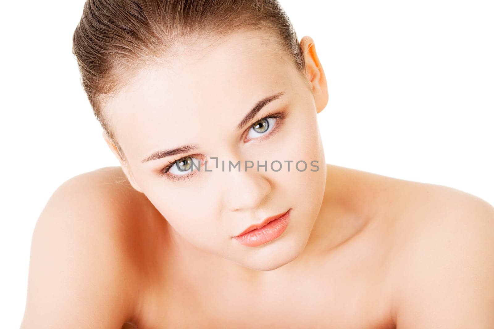 attractive caucassian woman's portrait. isolated on white.