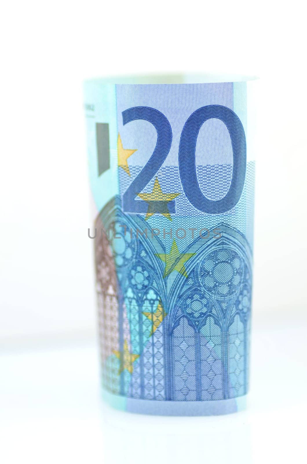 roll of euro banknotes