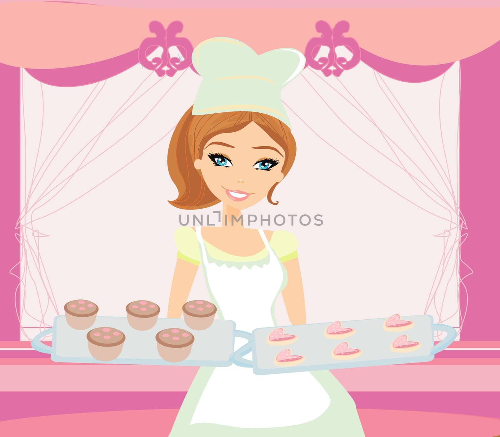 beautiful saleswoman in a bakery