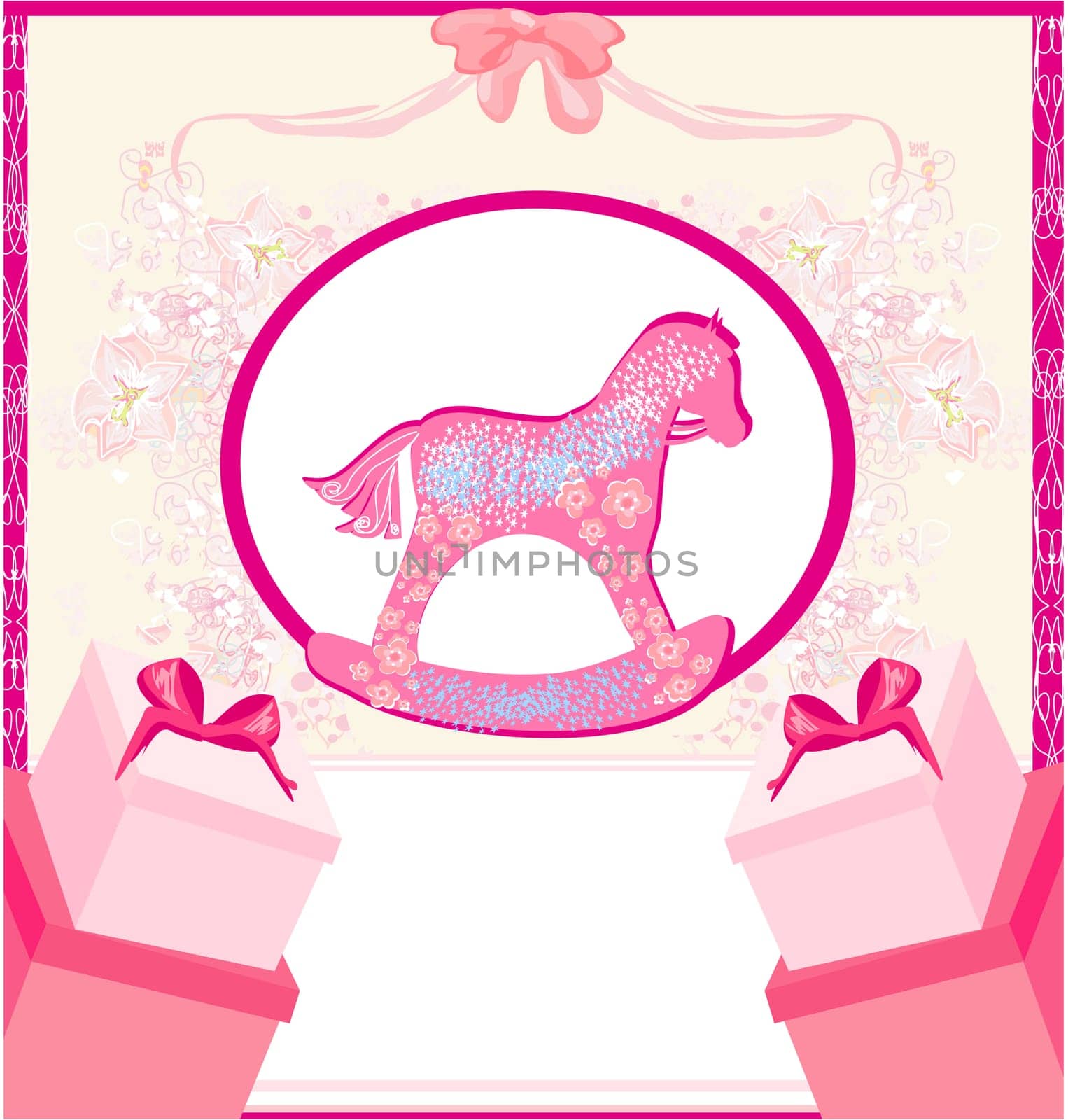 Rocking Horses - baby girl baby shower invitation card
