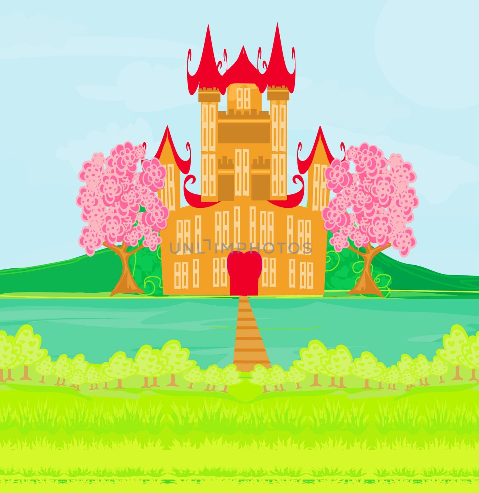 brown princess castle on the river