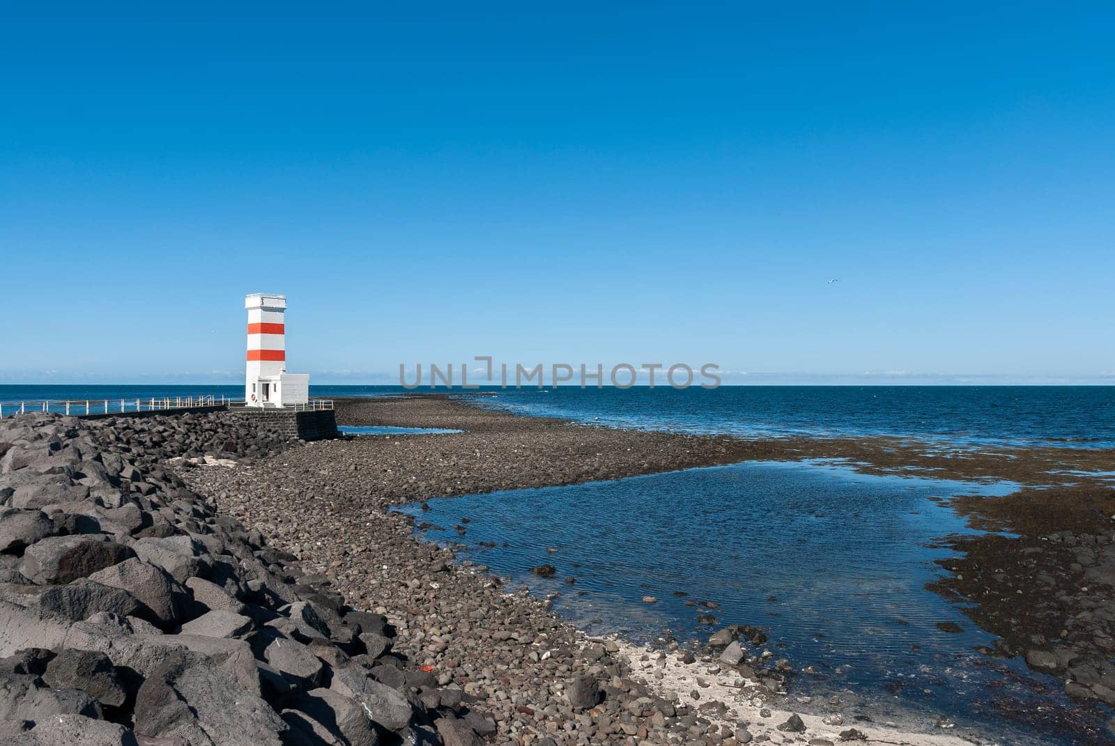 lighthouse on the sea in Reykjavik, Iceland
