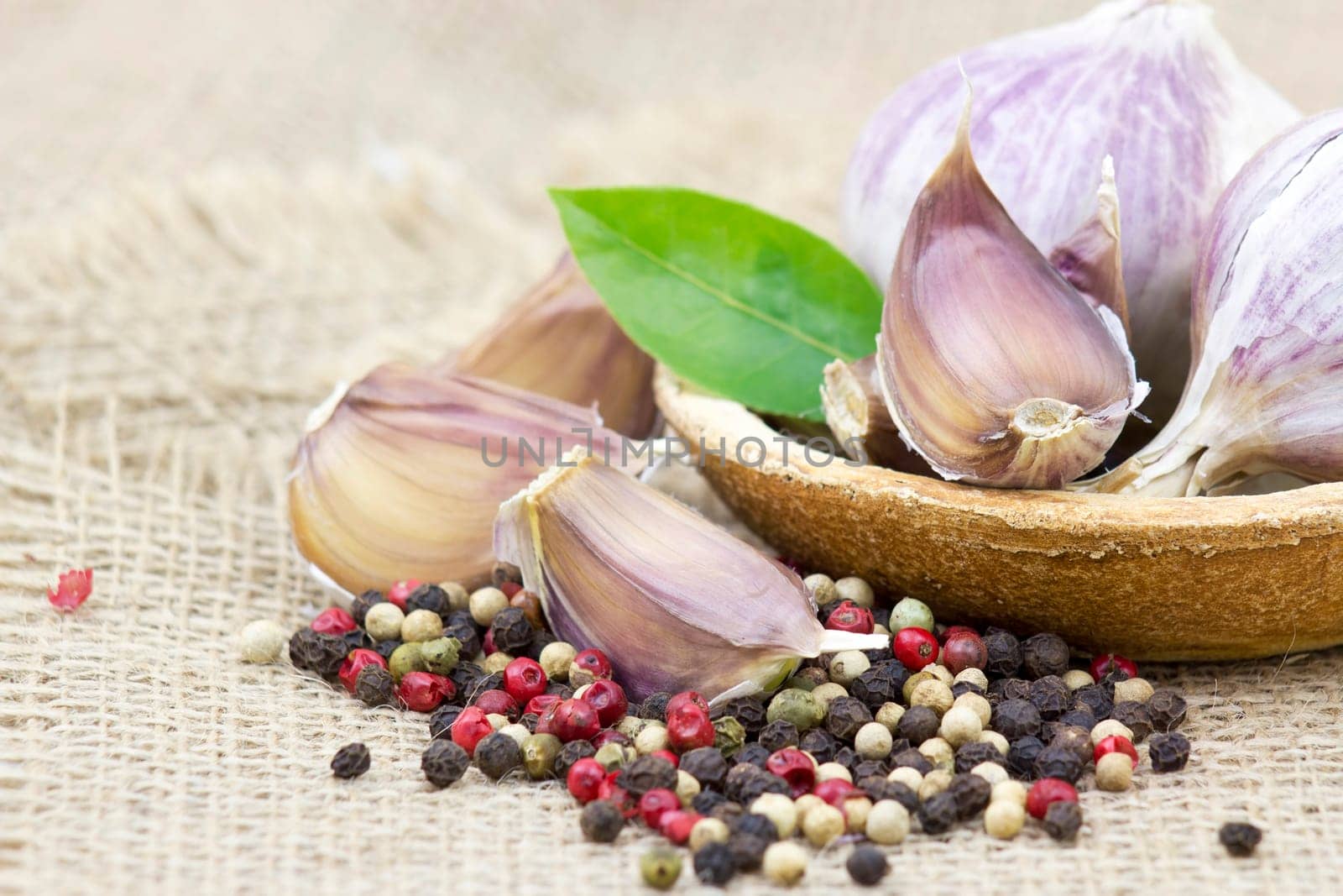 fresh garlic and spices